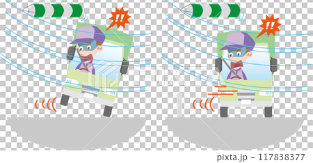Traffic Safety <Truck troubles in strong winds: being blown away by crosswinds (skidding) and overturning> 117838377