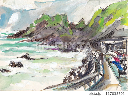 青森県津軽竜飛崎より 117838703