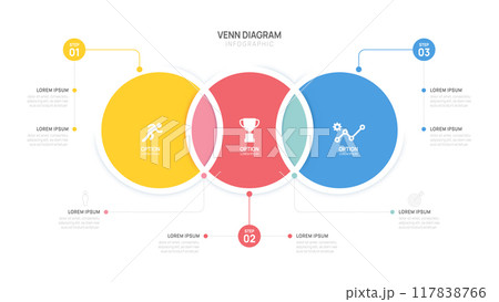 Infographic Circle Venn diagram chart template for business start up presentation with venn diagram elements vector illustration. Infographic Circle Venn diagram chart template for business start up presentation with venn diagram elements vector illustration. 117838766