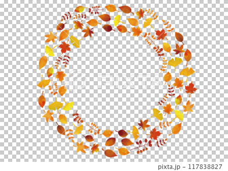 北欧風　落ち葉　丸フレーム 117838827