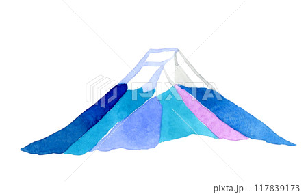 富士山　手描き水彩イラスト素材・年賀状素材 117839173
