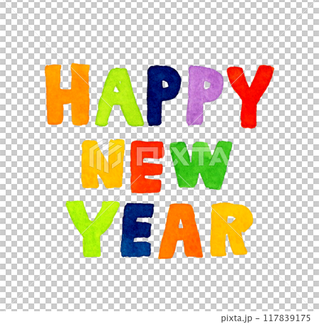 HAPPY NEW YEAR 手繪水彩插畫、手寫信件、新年卡片資料 HAPPY NEW YEAR 手繪水彩插畫、手寫信件、新年卡片資料 117839175