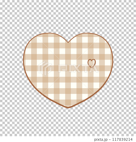 Gingham Check Heart - Natural 117839214