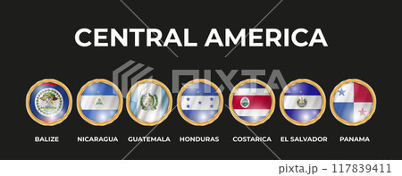 flags of world countries in a 3D circular frame 117839411