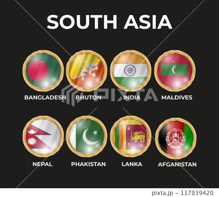 flags of world countries in a 3D circular frame 117839420