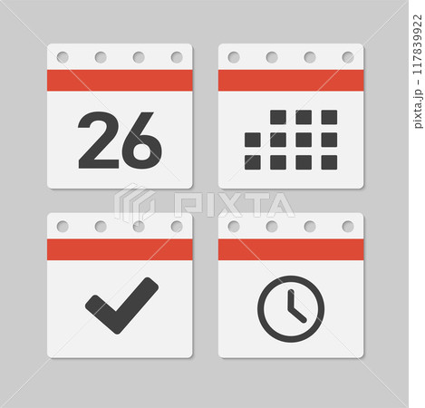 Icon page calendar - 26 day, agenda, timer, done Icon page calendar - 26 day, agenda, timer, done 117839922