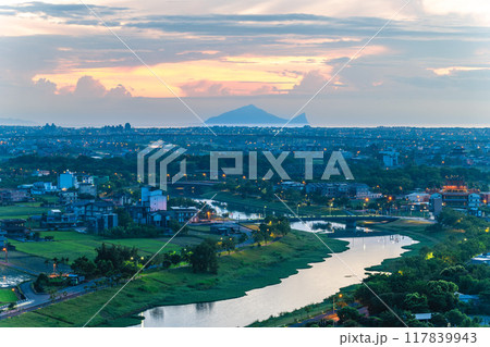 scenery of the bank of dongshan river with turtle island in yilan county, taiwan 117839943