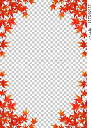 Autumn leaves frame, white background, transparent, vertical Autumn leaves frame, white background, transparent, vertical 117840037