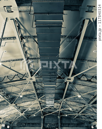 工業用大型倉庫の骨組み 117840314
