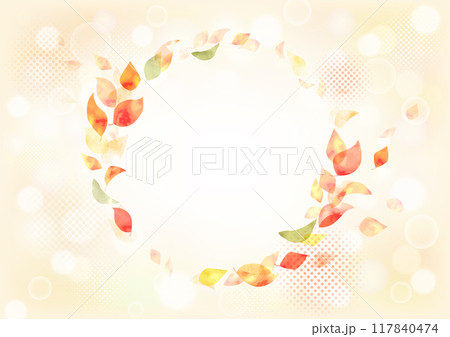 水彩 色とりどり風で舞い散る秋の紅葉フレーム 背景あり 水彩 色とりどり風で舞い散る秋の紅葉フレーム 背景あり 117840474