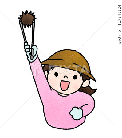 栗拾いをする女の子の手描きイラスト 117841124