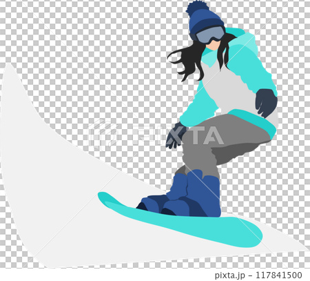 冬天在雪山滑雪的女子插畫 冬天在雪山滑雪的女子插畫 117841500