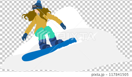 冬天在雪山滑雪的女子插畫 117841505