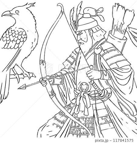 遊びながら子供の心にたくましさを芽生えさせる神武天皇のぬりえ 117841575