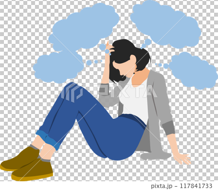 Illustration of a woman thinking Illustration of a woman thinking 117841733