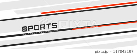 White modern sports banner design with diagonal black and red lines. Vector abstract illustration sports background 117842197