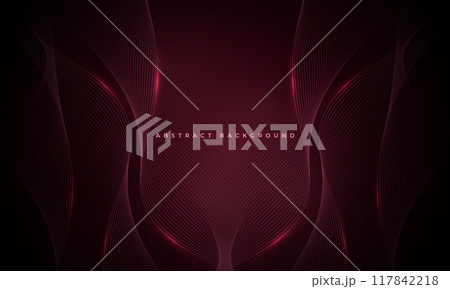 Abstract luxury dark red vector background with glowing red wavy lines 117842218
