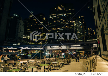 Empty tables in New York city at night. new york, usa - may 2th 2023 Empty tables in New York city at night. new york, usa - may 2th 2023 117842236
