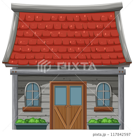 Charming Rustic House Illustration 117842597