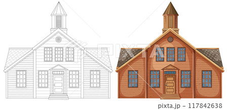 Rustic Wooden House Illustration 117842638