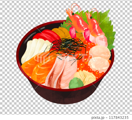 豪華な海鮮丼 117843235
