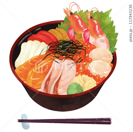 豪華な海鮮丼のイラスト素材 [117843236] - PIXTA