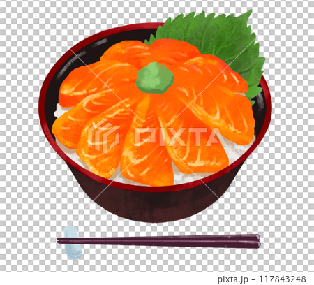 サーモン丼 海鮮丼のイラスト素材 [117843248] - PIXTA
