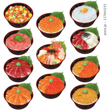 海鮮丼のイラストセット 117843255