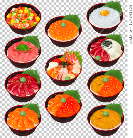 海鮮丼のイラストセット 117843255