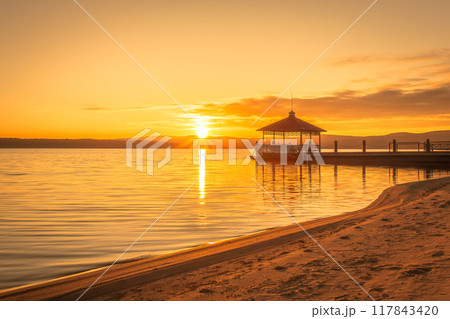 Summer night sunset from Sotkamo, Finland.	 117843420