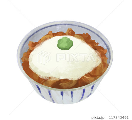 わさび山かけ牛丼　牛丼のイラスト 117843491