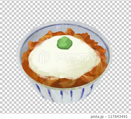 わさび山かけ牛丼　牛丼のイラスト 117843491