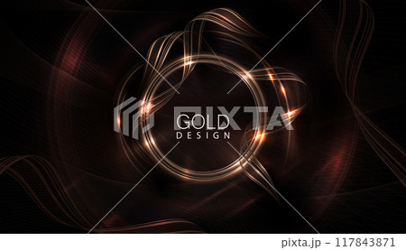 The best composition with a round frame, wavy ribbons and a small mesh pattern 117843871