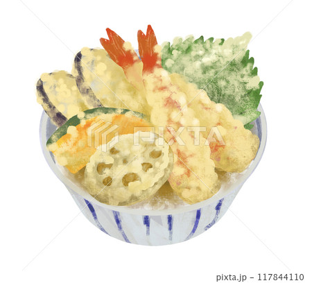 天丼のイラスト　丼ぶり　丼もの 117844110