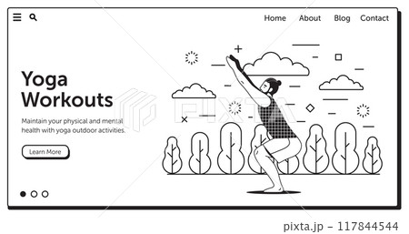 Outdoor Yoga and Fitness Classes Horizontal Banner 117844544