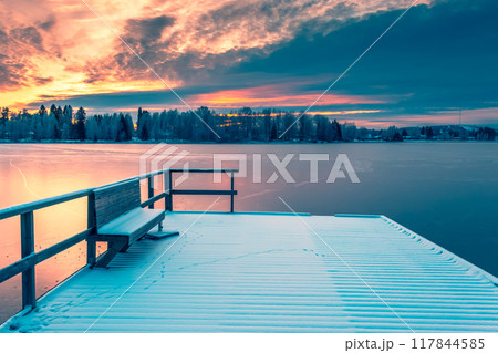 Winter landscape from Sotkamo, Finland. 117844585