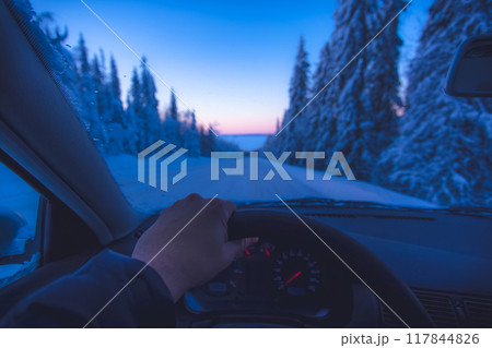 Winter road view from Kajaani, Finland. Winter road view from Kajaani, Finland. 117844826