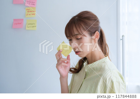 オフィスで課題を見える化する若い女性 オフィスで課題を見える化する若い女性 117844888
