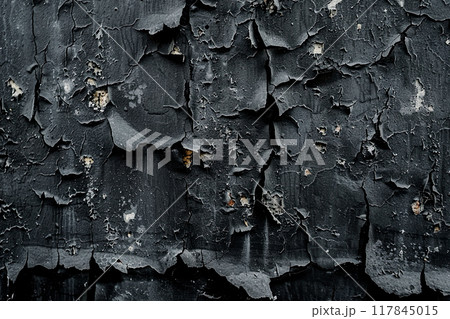 Black peeled grunge old rough wall background. Dark abstraction. Generative AI 117845015