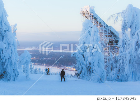 Winter landscape from Sotkamo, Finland. 117845045