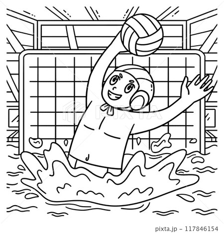 Water Polo Goalie Blocking the Ball Coloring Page Water Polo Goalie Blocking the Ball Coloring Page 117846154