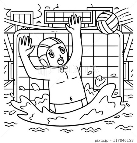 Water Polo Goalie Reaching Out the Ball Coloring Water Polo Goalie Reaching Out the Ball Coloring 117846155