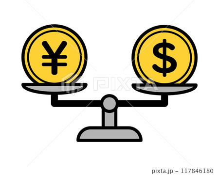日本円とドルの為替イメージイラスト 117846180
