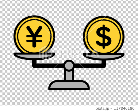 日圓和美元的兌換圖像插圖 117846180