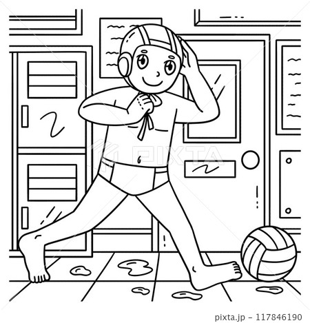 Water Polo Player Securing Cap Coloring Page Water Polo Player Securing Cap Coloring Page 117846190