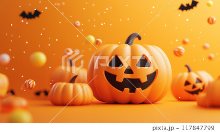ハロウィンの3Dイラスト	 ハロウィンの3Dイラスト	 117847799