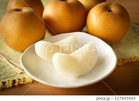 カットした梨　豊水梨　果物　フルーツ　豊水　和梨 117847843