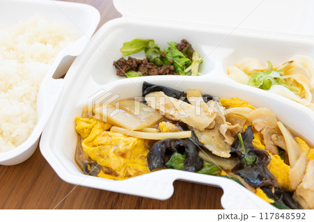 おいしい中華料理、豚肉ときくらげの卵炒め弁当 117848592