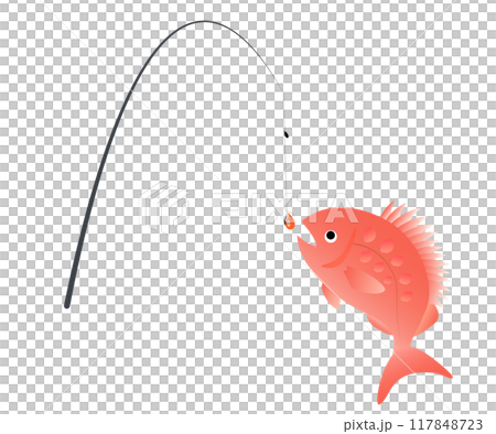 エビで鯛を釣るイラスト エビで鯛を釣るイラスト 117848723