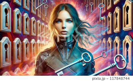 空間の鍵穴を開けて移動できる謎の女性 空間の鍵穴を開けて移動できる謎の女性 117848744